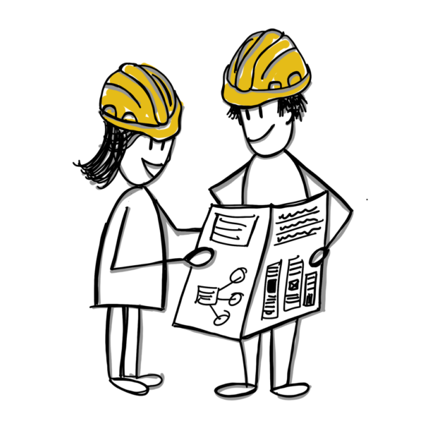 Teamwork, gelbe Helme