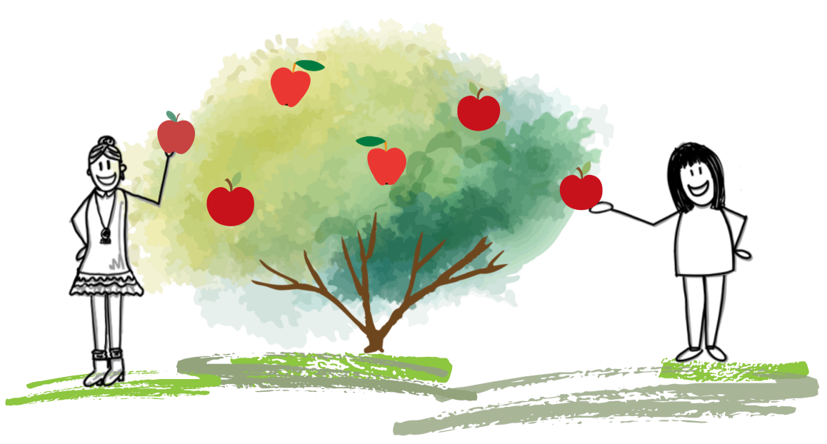 sketch Apfelbaum 2 Frauen